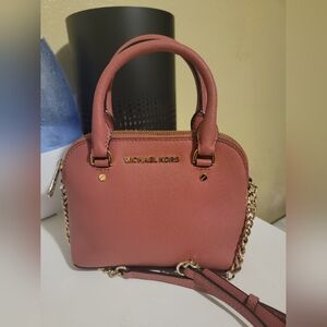 Michael Kors Cindy Mini Crossbody Tulip Pink Leather Bag XS Handbag Purse EUC